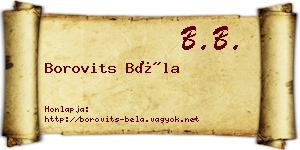 Borovits Béla névjegykártya